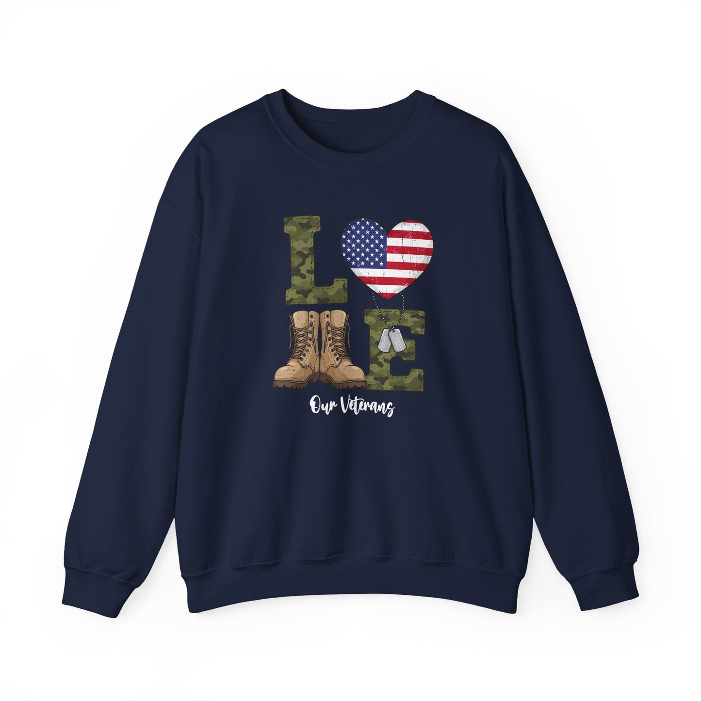 Love Our Veterans sweatshirt | Gift For Veteran | Veteran Sweatshirt | Gift For Dad | military boots American flag camouflage
