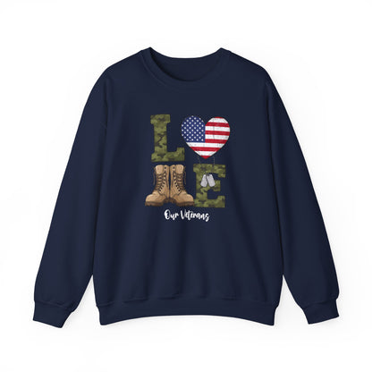 Love Our Veterans sweatshirt | Gift For Veteran | Veteran Sweatshirt | Gift For Dad | military boots American flag camouflage