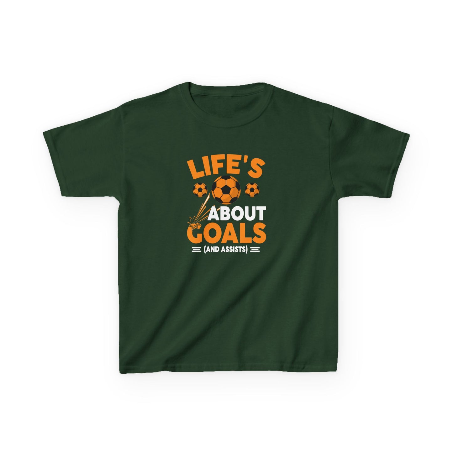 Life's About Goals Kids T-Shirt | Soccer Graphic Tee | Fun Teamwork Shirt for Boys & Girls | Cotton Youth Sports Top, FIFA World Cup 2026