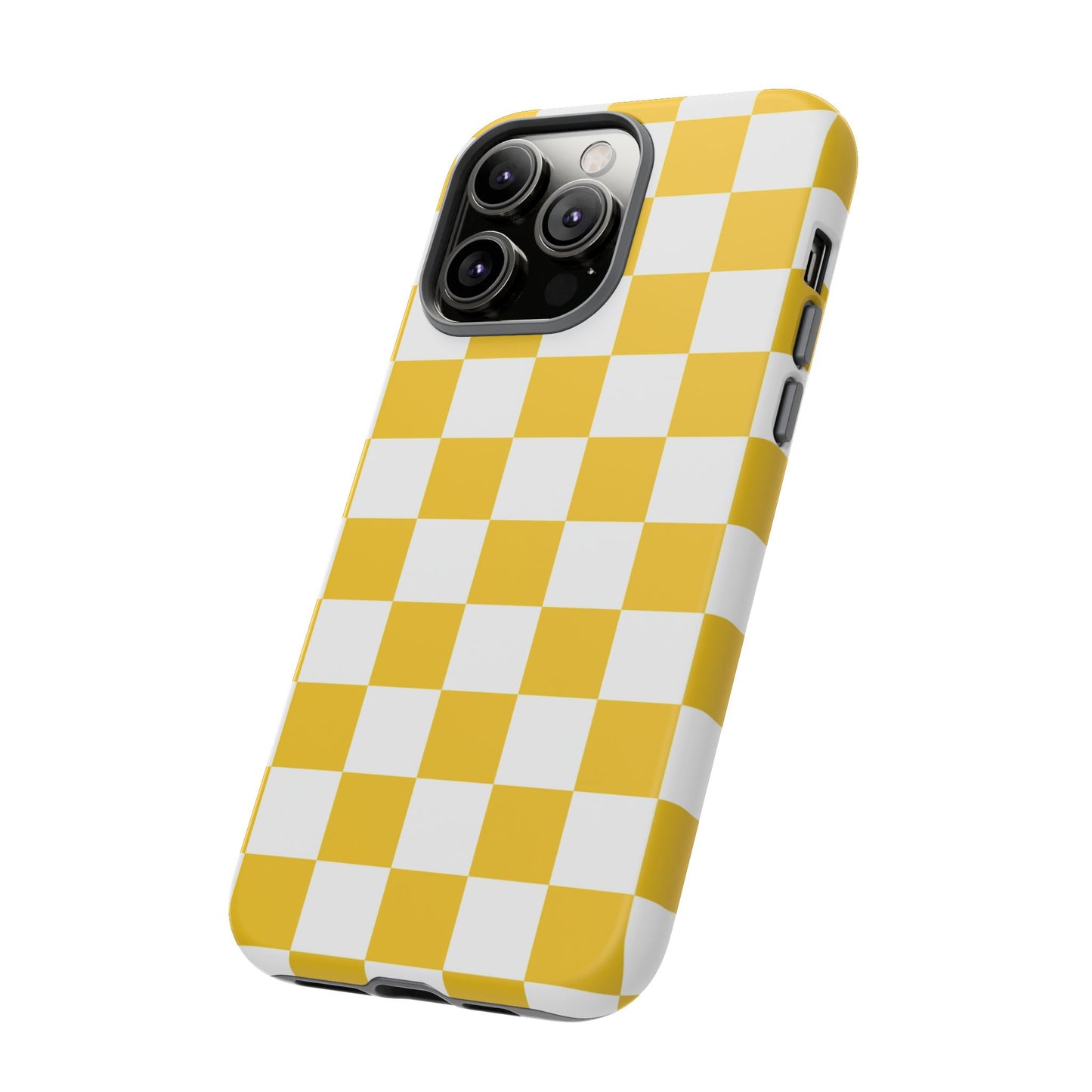 Yellow Checkered Phone Case - iPhone 17 Pro, 17, 16, 15, 14, 13, 12, 11, X, XR, XS MAX, Gift for Friends
