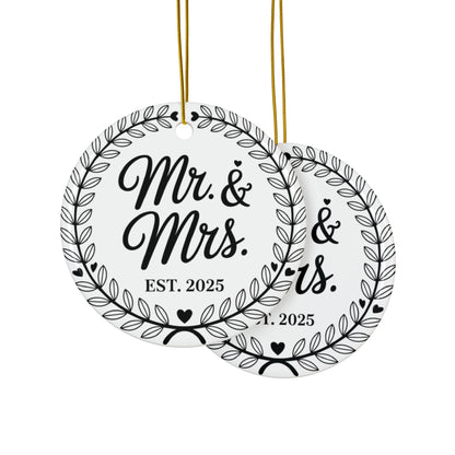 Mr and Mrs Ceramic Ornaments, Wedding & Anniversary Decor, Customizable Gifts, Holiday Keepsakes, Engagement Day