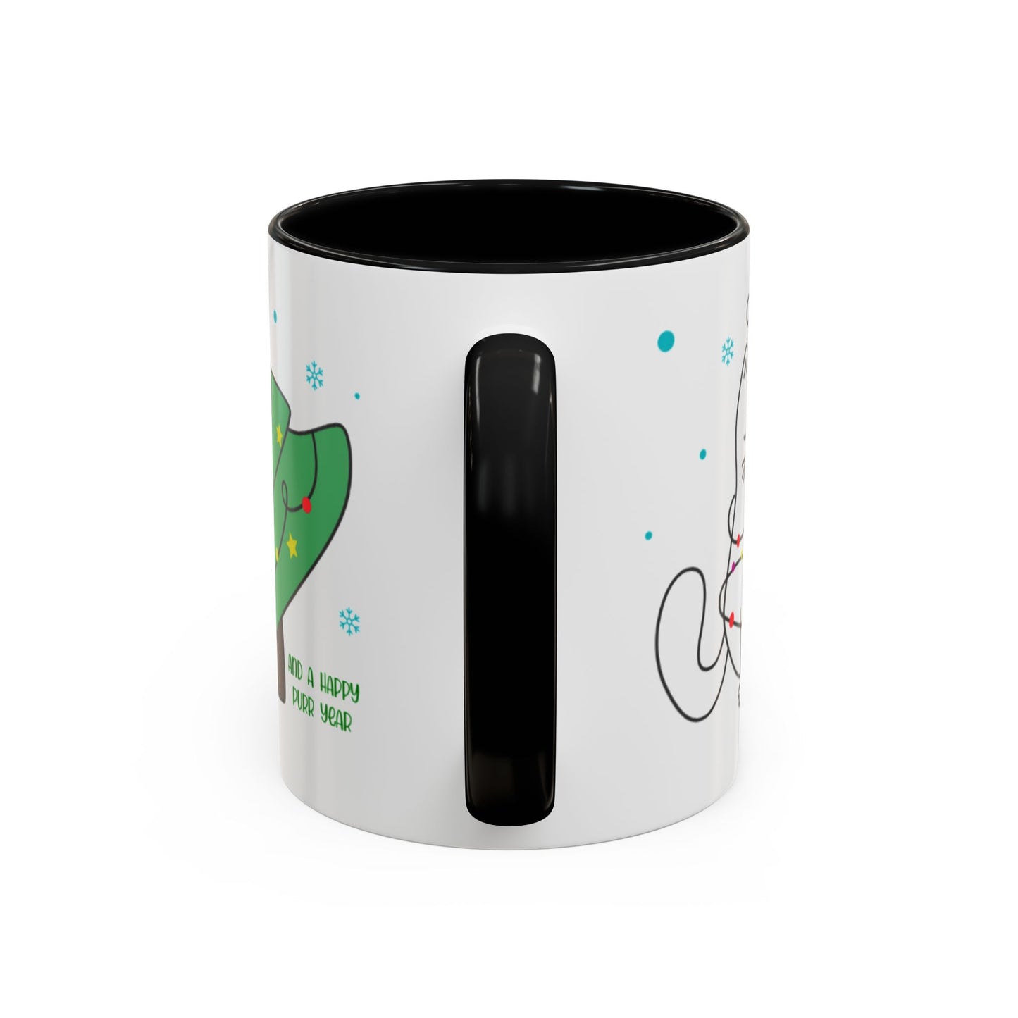 Personalized Meowy Christmas Accent Mug, Funny Holiday Coffee Cup, Cat Lover Gift, Festive Drinkware, Christmas Decor, Personalized Mug