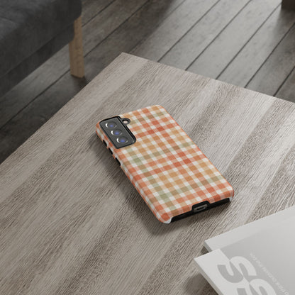 Boho Checkered Phone Case | Neutral Aesthetic Plaid Case | Retro Minimalist Check Design | iPhone Cover | Samsung Cover
