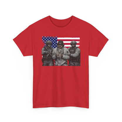 American Flag Soldiers T-Shirt | Patriotic Military Graphic Tee | Veteran Pride Shirt, USA Freedom Apparel Gift
