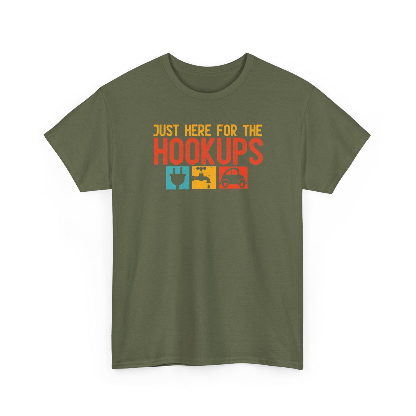 Just Here For The Hookups Shirt, Camping Fishing T-Shirt, Funny RV Camper Tee, Outdoors Graphic Tee, Campfire Gift for Men Women