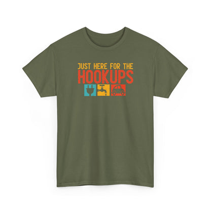 Just Here For The Hookups Shirt, Camping Fishing T-Shirt, Funny RV Camper Tee, Outdoors Graphic Tee, Campfire Gift for Men Women