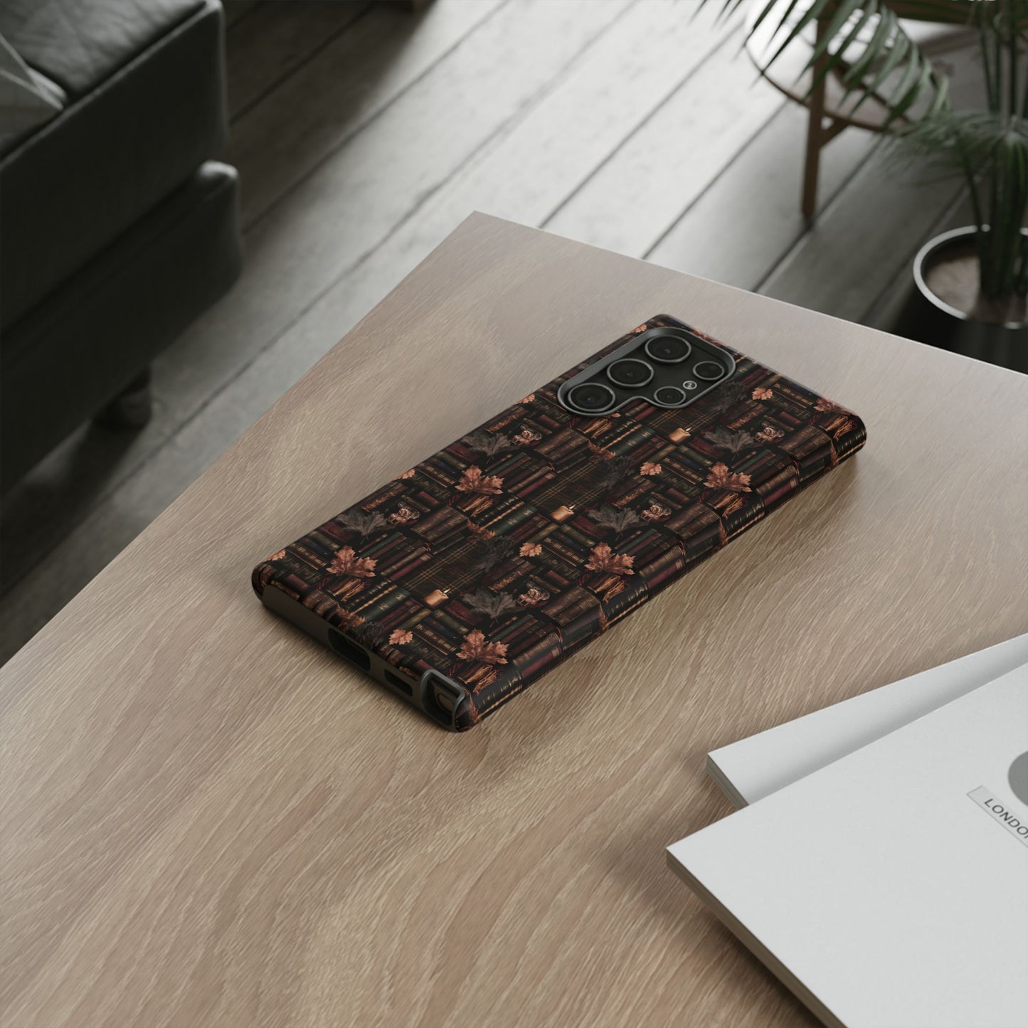 Gothic Phone Case Dark Academia Literary iPhone Samsung Cover with Books & Flowers, Phone case