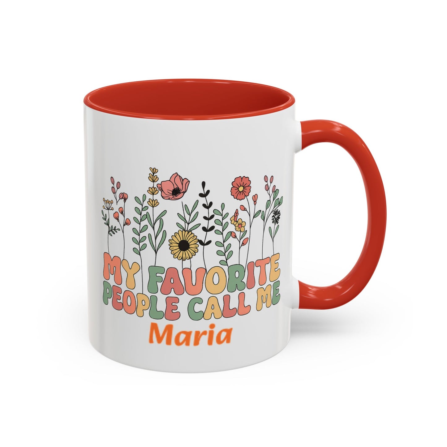 Personalized Floral Accent Mug, My Favorite People Call Me Coffee Cup, Perfect Gift for Friends, Family, Birthdays, Home Décor