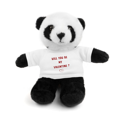Will You Be My Valentine ? Teddy Bear, Plush Animal with T-Shirt, Cute Valentine's Day Gift, Stuffed Bear for Kids or Love