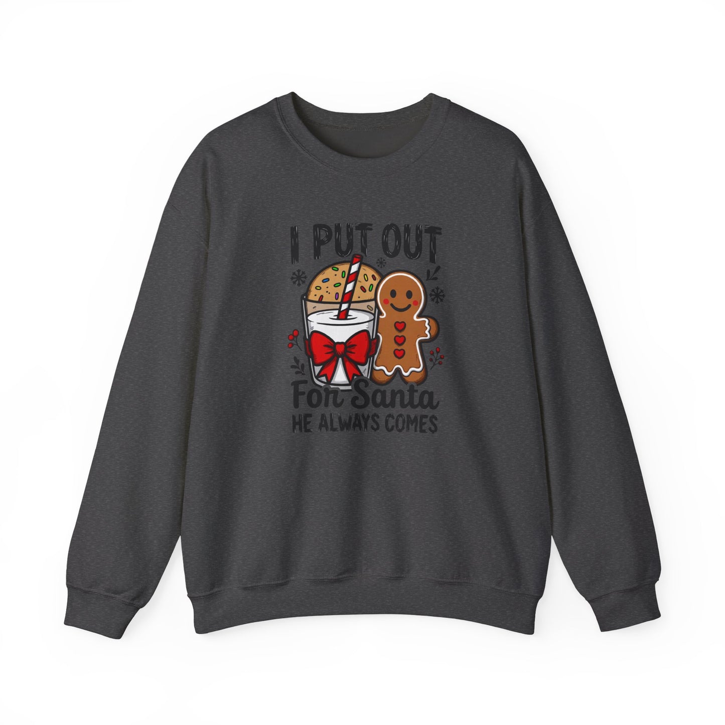 I Put Out For Santa Sweatshirt, Funny Christmas Crewneck, Cookies & Milk Holiday Sweater, Gingerbread Shirt, Xmas Party Sweatshirt