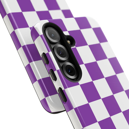 Purple Checkered Phone Case, Samsung Galaxy S25, S25 Plus, S24, S24 Plus, S24 Ultra, S23, S22, S22 Plus, S21 Ultra, S21 FE, S20+