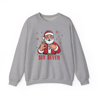 Six Seven Santa Funny Christmas Sweatshirt Cozy Holiday Crewneck for Men & Women | Santa Graphic Pullover | Warm Festive Gift for Friends