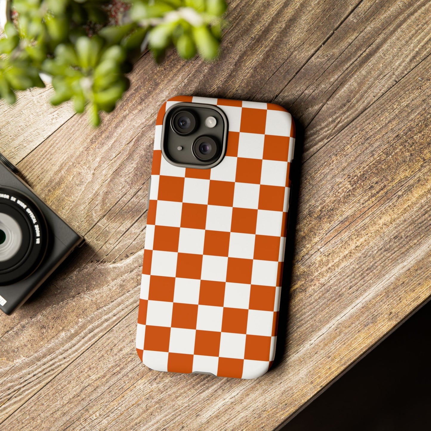 Checkered Phone Case, Checkered Phone Case - iPhone 17 16 15 14 13 12 11 Pro Max  - Trendy Black and Brown Checkerboard