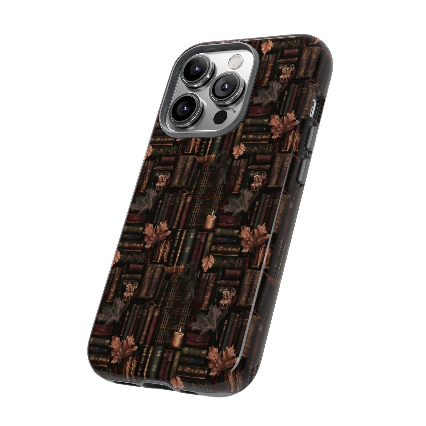 Gothic Phone Case Dark Academia Literary iPhone Samsung Cover with Books & Flowers, Phone case