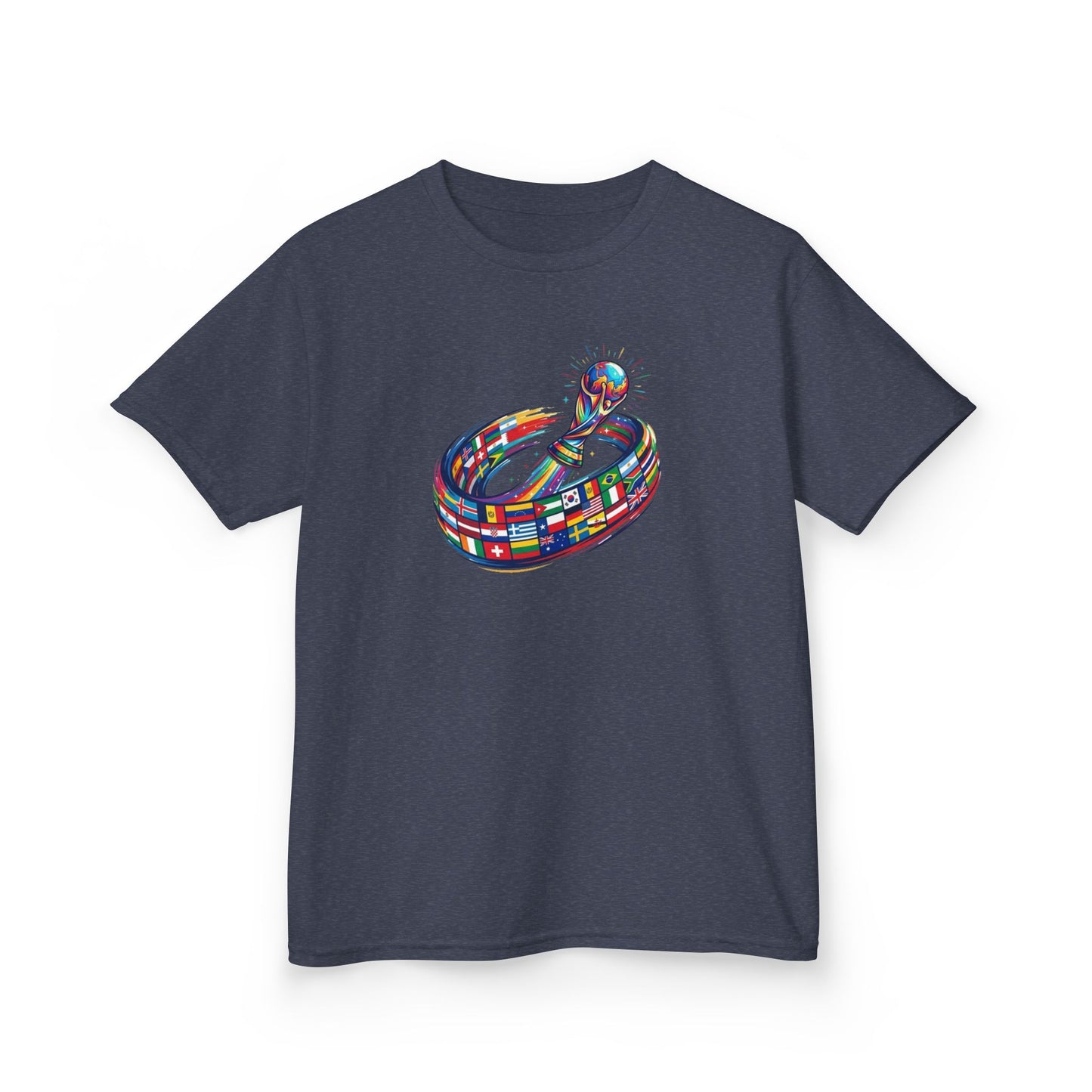 Colorful Flags Kids T-Shirt | International Flags Tee | Fun Support Shirt | 2026 World Cup USA T-Shirt, Political Soccer Fan Tee