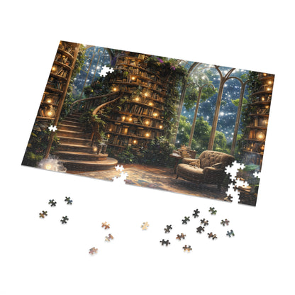 Dream Library, Magical Greenhouse, Jigsaw Puzzles, Star Filled Sky Library Reading Garden Lounge Room, Starry Night View, 500 Or 1000