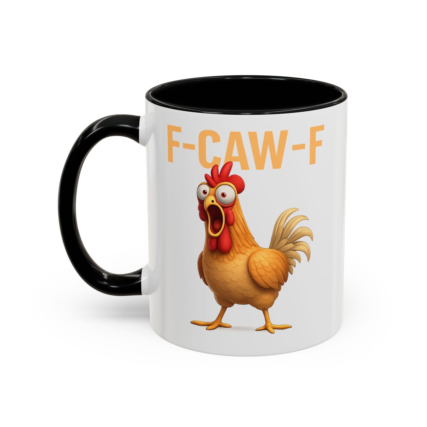 Funny Rooster Mug F-CAW-F Chicken Coffee Mug, Adult Humor Farm Animal Cup, Chicken Meme Mug, Gag Gift 11oz 15oz