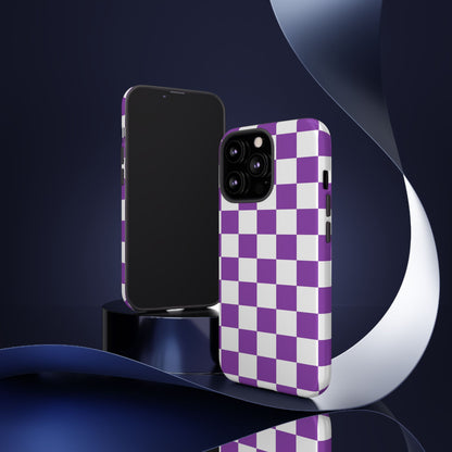 Purple Checkered Phone Case,  iPhone 17 Pro, 17, 16, 15, 14, 13, 12, 11, X, XR, XS MAX, Trendy Gift for Friends, Accessory for Occasions