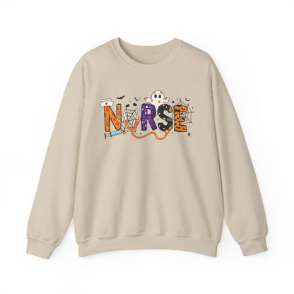 Nurse Themed Crewneck Sweatshirt - Cozy Nursing Apparel, Perfect Gift for Healthcare Workers, Halloween Style, Comfortable Unisex