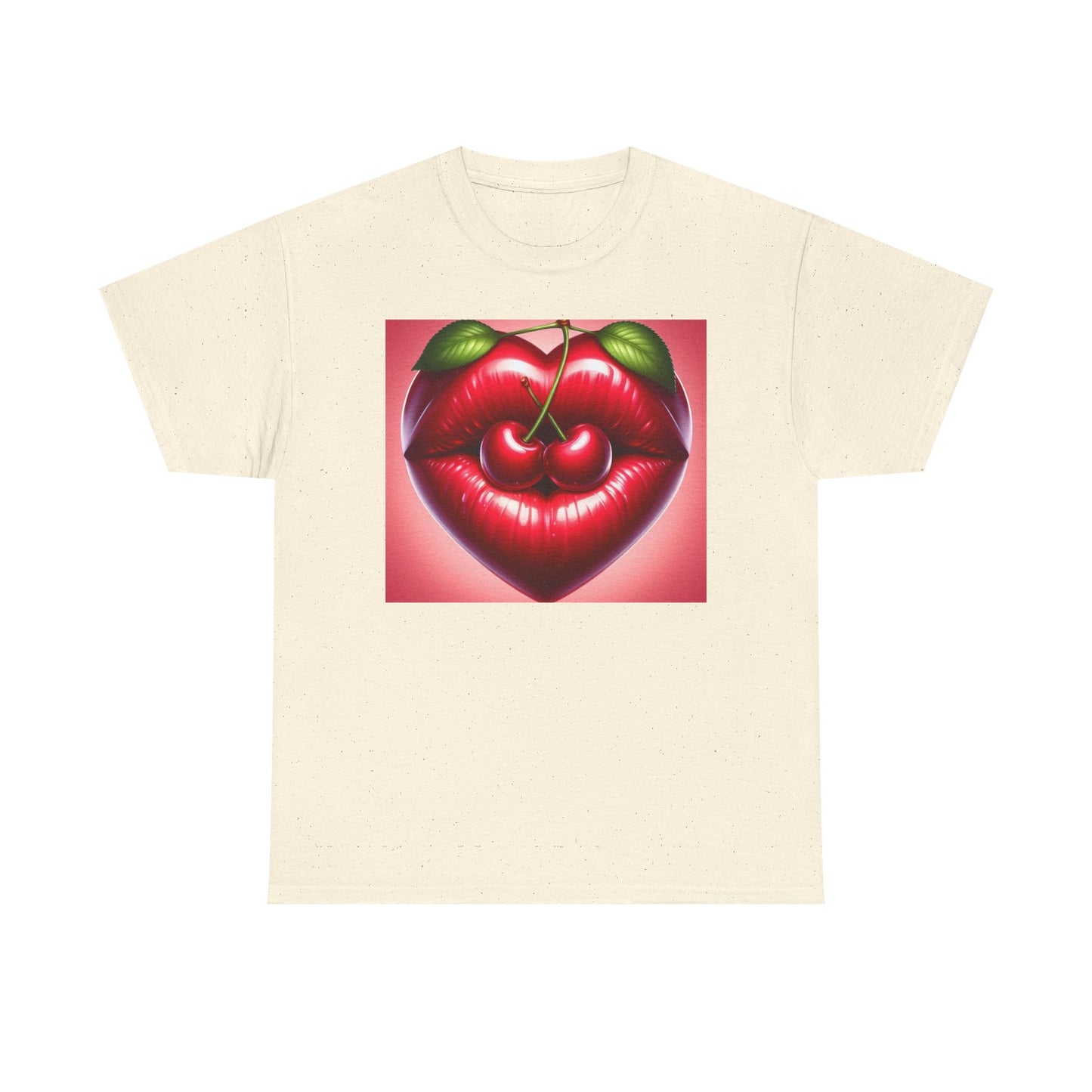 Cherry Lips Heart Graphic Tee, Retro Pop Art T-Shirt, Cute Aesthetic Cotton Shirt, Vintage Style Unisex Tee, Fun Statement Top