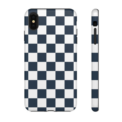 Navy Checkerboard Phone Case, iPhone 17 Pro, 17, 16, 15, 14, 13, 12, 11, X, XR, XS MAX, Tough Case for iPhone