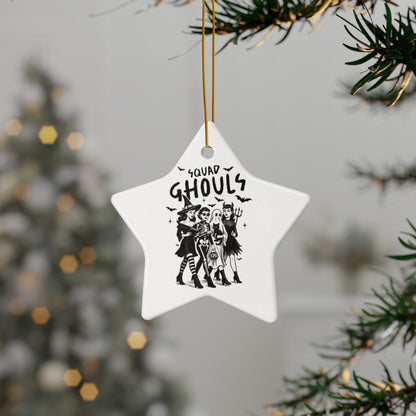 Personalized Squad Ghouls Halloween Ornaments, Double Sided Ceramic Ornament, Fall Decor, Halloween Gifts, Party Favors