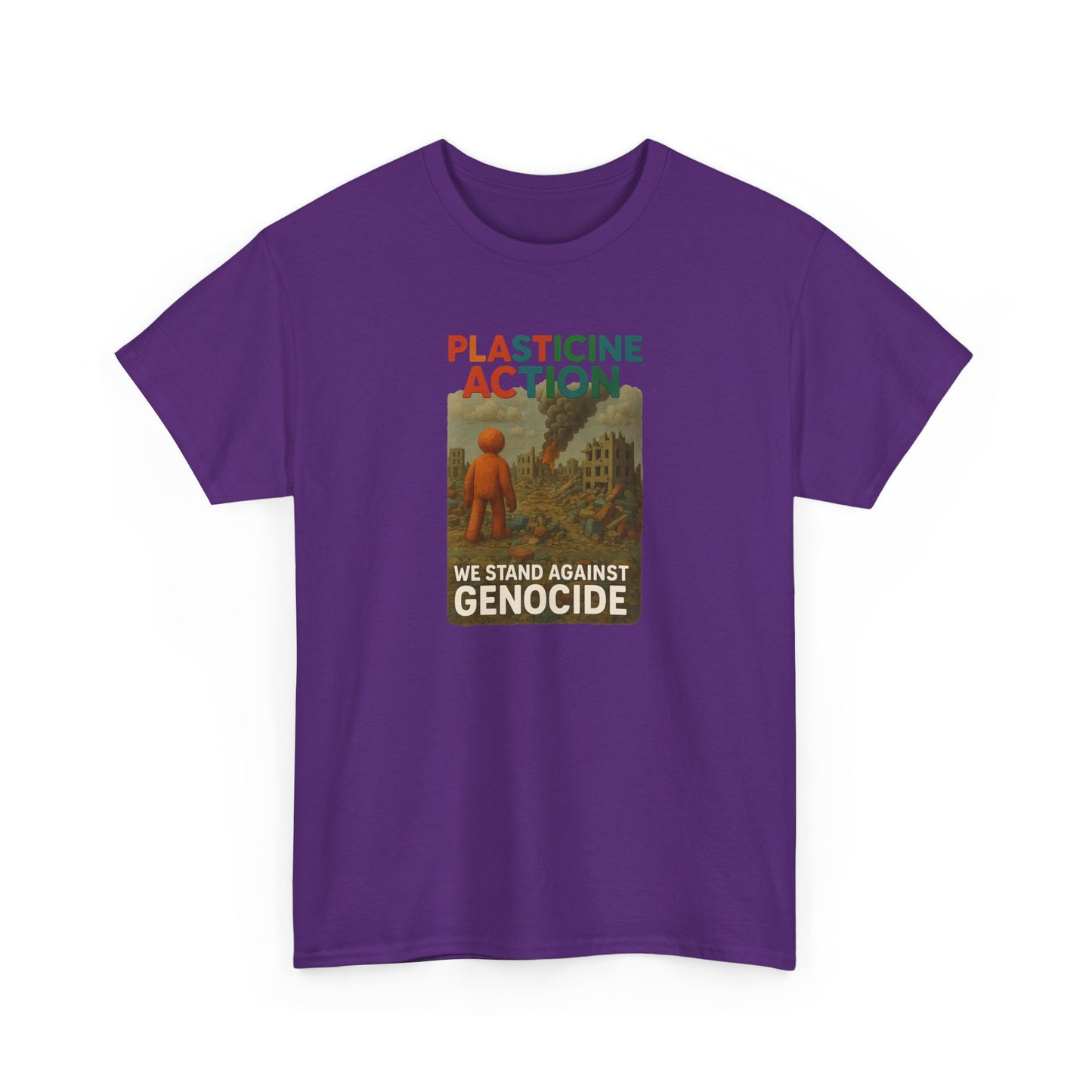 Plasticine Action Heavy Cotton Tee, Stand Against Genocide, Activist Wear, Social Justice Shirt, Awareness Tee, Thought Provoking Apparel