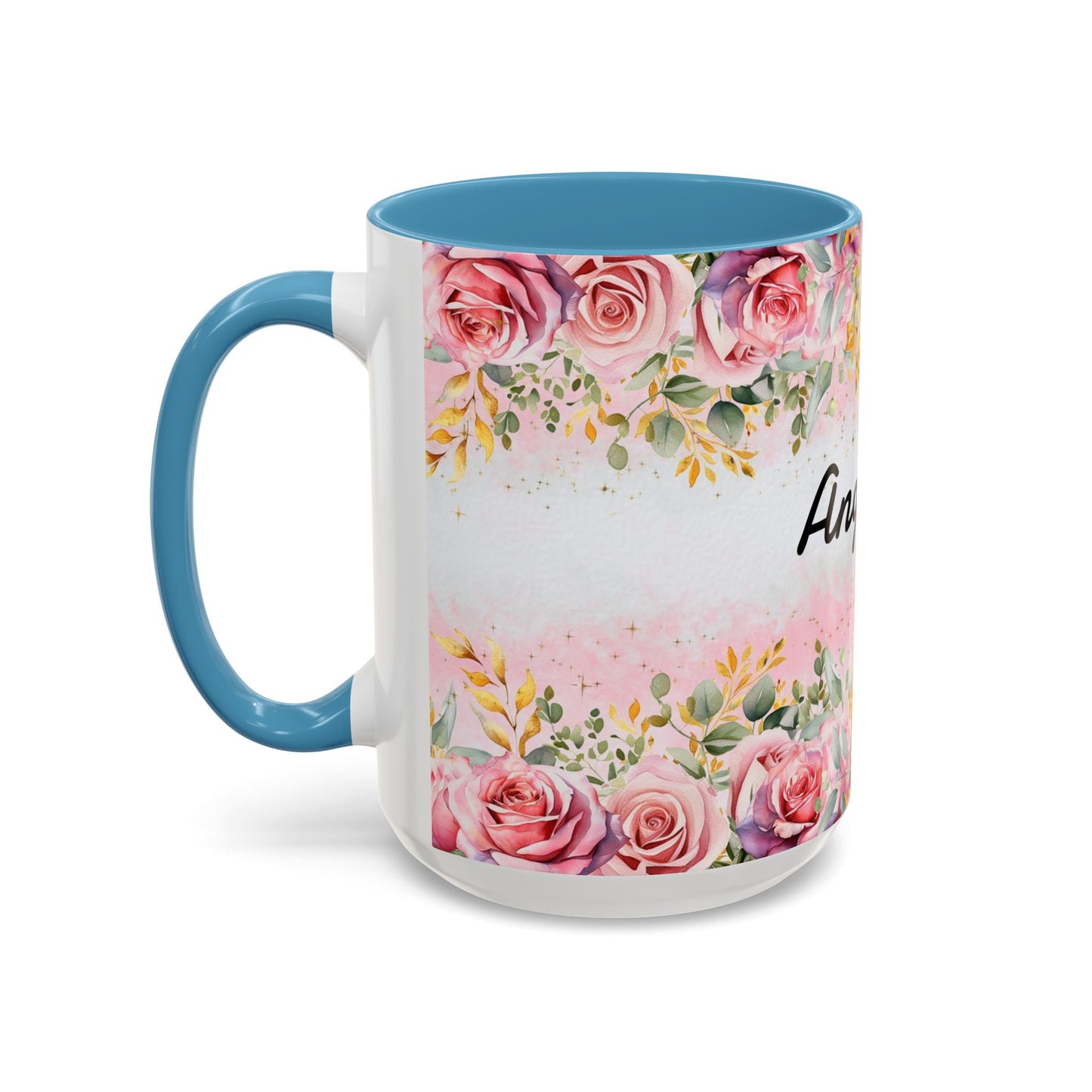 Personalized Floral Accent Coffee Mug, Custom Gift for Her, Birthday Mug, Floral Drinkware, Mother's Day Gift