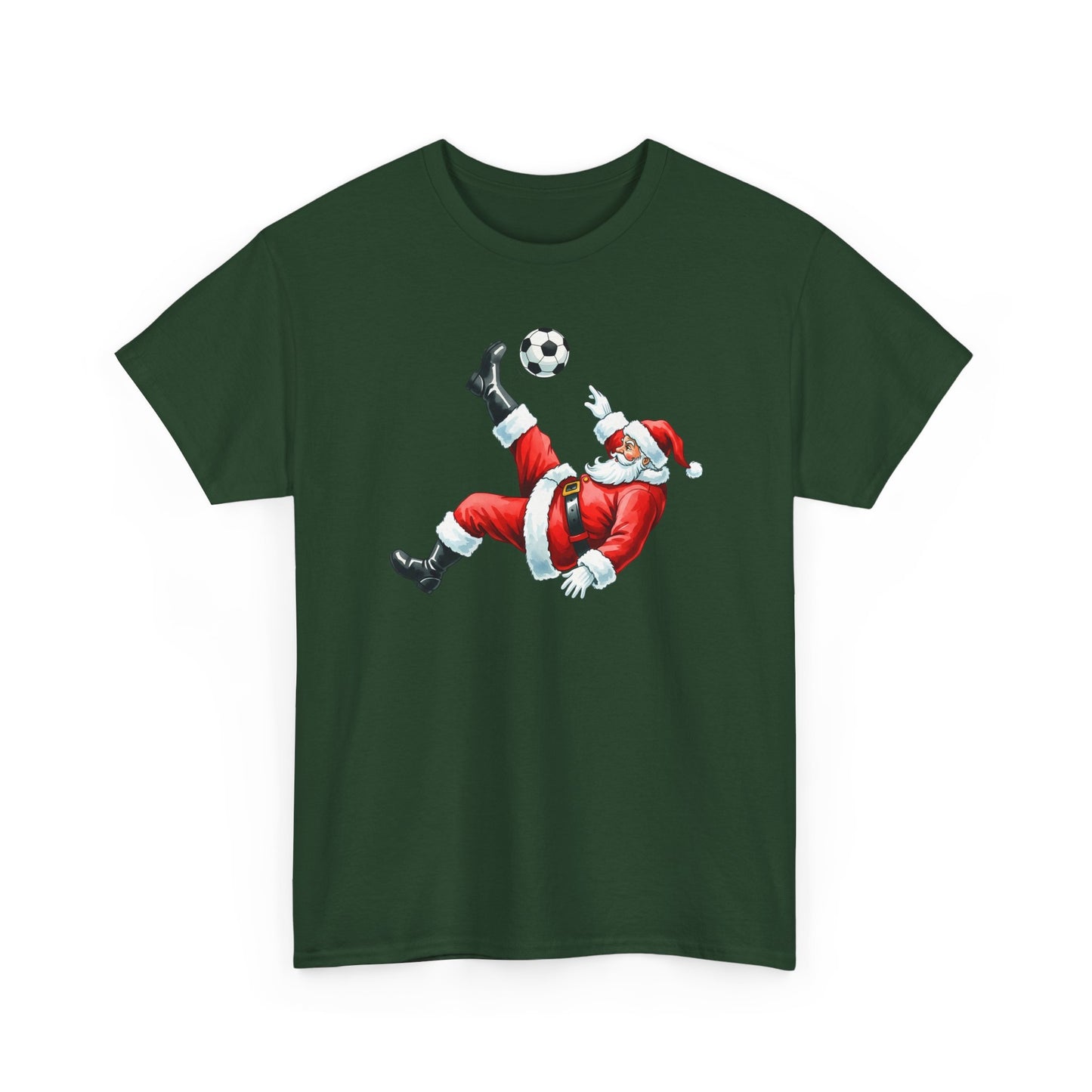 Santa Soccer Heavy Cotton Tee, Fun Holiday Shirt, Christmas Party, Gift for Him/Her, Festive Clothing, Casual Wear, Gift for her
