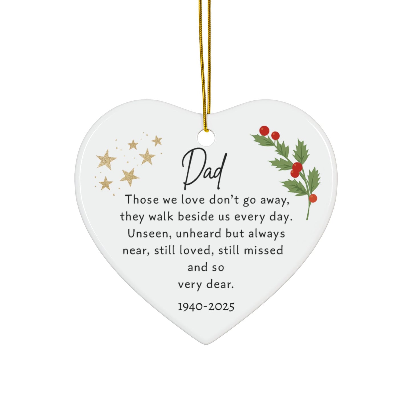 Christmas Memorial Ornament Personalised Christmas Remembrance In Loving Memory Dad Those We Love