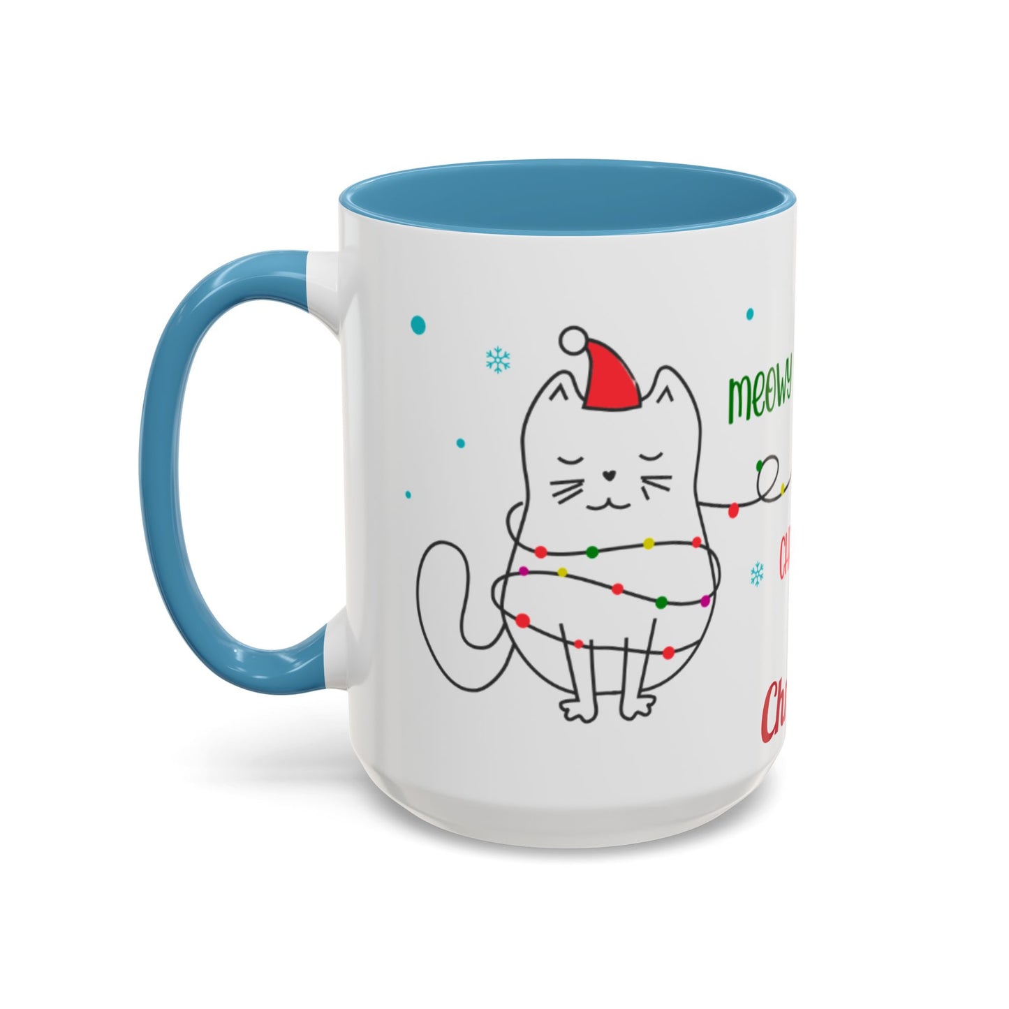 Personalized Meowy Christmas Accent Mug, Funny Holiday Coffee Cup, Cat Lover Gift, Festive Drinkware, Christmas Decor, Personalized Mug