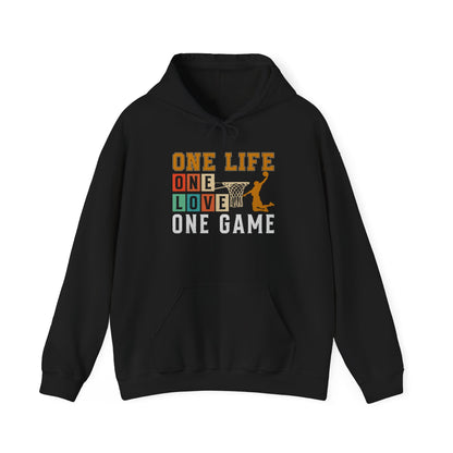 Basketball Lover Tee, One Life One Love One Game Hoodie, Unisex Sweatshirt, Sporty Sweatshirt, Gift for Sports Lovers, Casual Hoodie