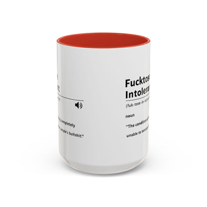 Fucktose Intolerant Definition Mug, Funny Accent Coffee Mug 11oz 15oz, Sarcastic Adult Humor Mug, Gag Gift for Friends