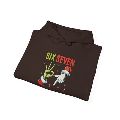 Funny Six Seven Christmas Hoodie | Santa Hands Holiday Pullover | Unisex Cozy Christmas Sweatshirt | Funny Holiday Gift for Men Women