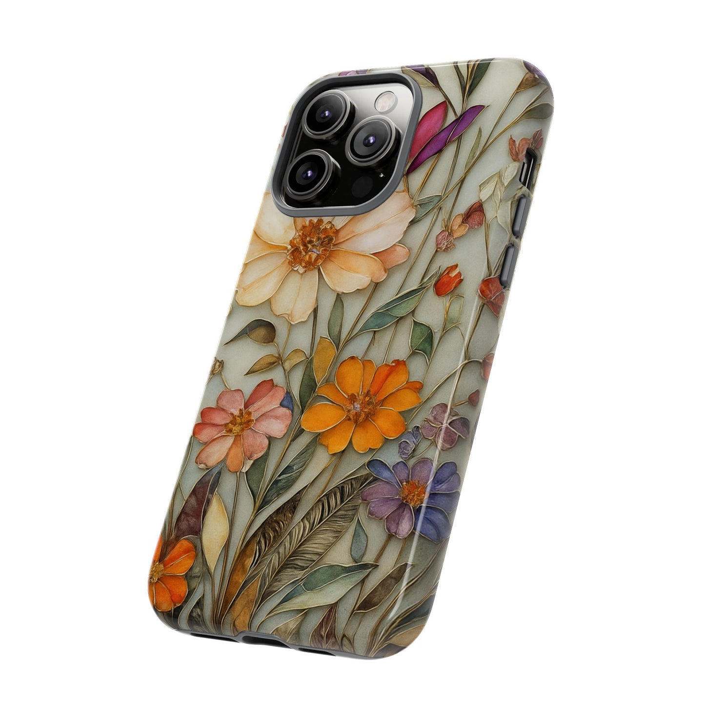 Phone case For iPhone & Samsung, Wildflower Mosaic MagSafe iPhone Case: Botanical Floral Design iPhone