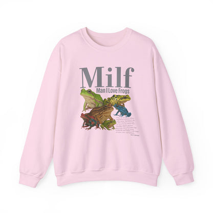 Man I Love Frogs Sweatshirt, Vintage Style Meme Frog Sweater, Funny Gen Z ''MILF'' Frog Crewneck, Inappropriate Gag Gift, Cozy Pullover