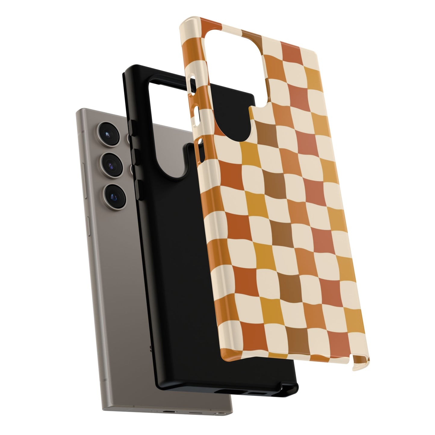 Boho Checked Phone Case, Checkerboard Design, Durable Protection, Phone Cover, Phone case For iPhone and Samsung, Trendy Phone Cover