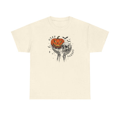 Halloween Skull Pumpkin Tee, Spooky Cotton Shirt, Halloween Costume, Fall Apparel, Gifting for Costume Parties
