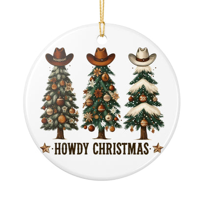 Howdy Christmas Ornament Western Cowboy Hat Christmas Tree Decor, Country Holiday Ornament, Cowgirl Cowboy Gift Farmhouse Christmas Keepsake