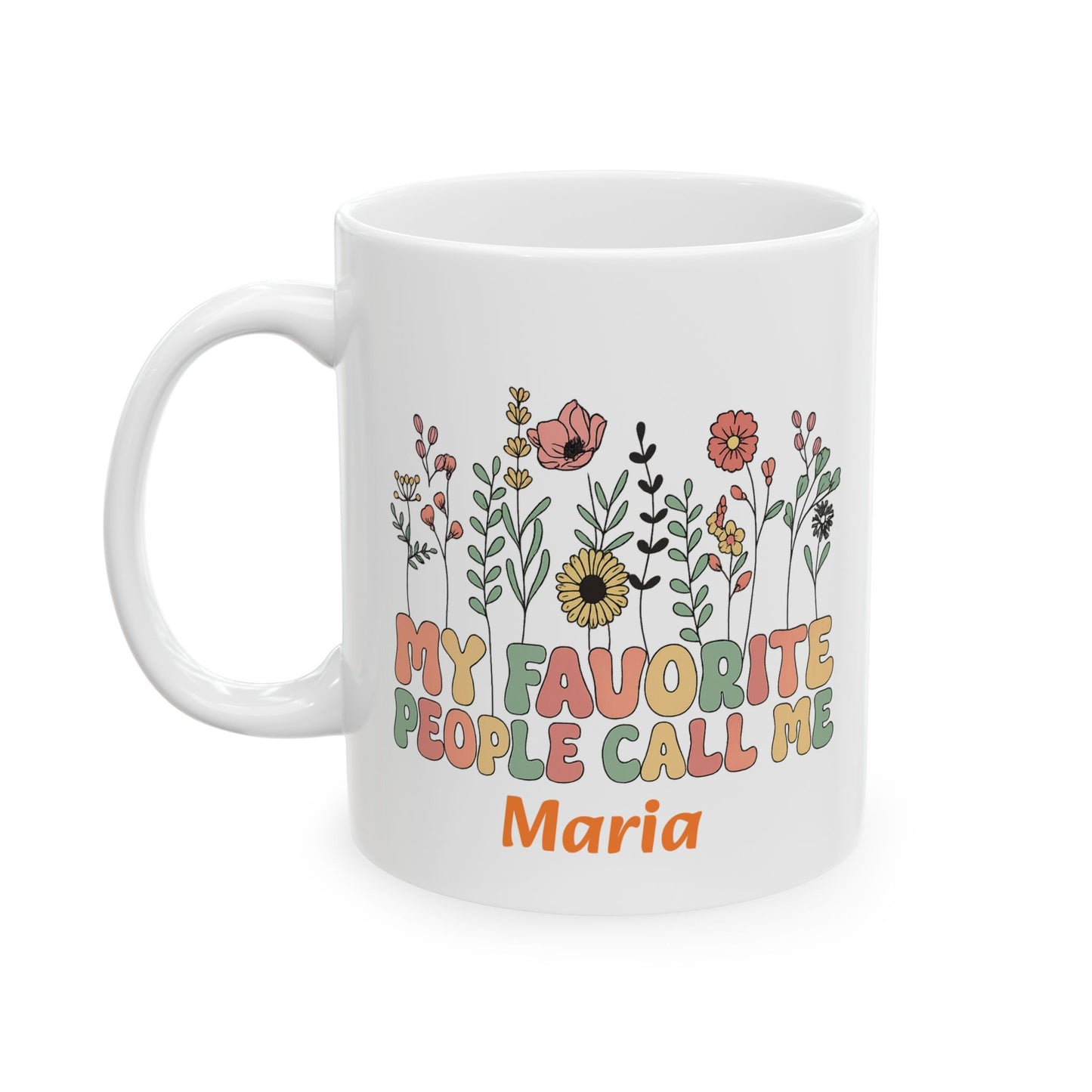 Personalized Flower Power Ceramic Mug, My People Mug, Gift for Friends, Coffee Lover Gift, Floral Mug, Tea Lovers