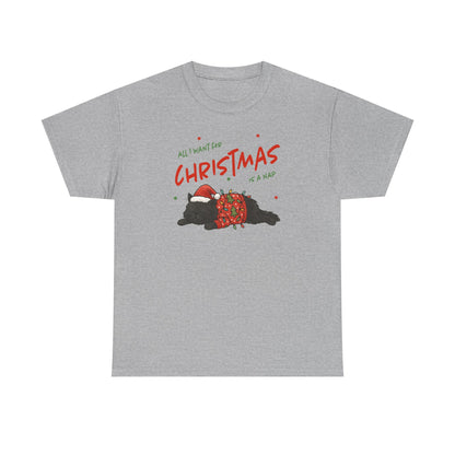 All I Want for Christmas Is a Nap Shirt | Funny Christmas Cat T-Shirt | Cozy Holiday Tee | Lazy Christmas Gift | Santa Cat Shirt