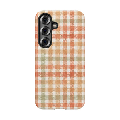 Boho Checkered Phone Case | Neutral Aesthetic Plaid Case | Retro Minimalist Check Design | iPhone Cover | Samsung Cover