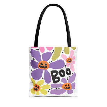Halloween Floral Tote Bag, Eco-Friendly Shopping Tote, Seasonal Gift Bag, Trick or Treat Tote, Fall Decor Carryall