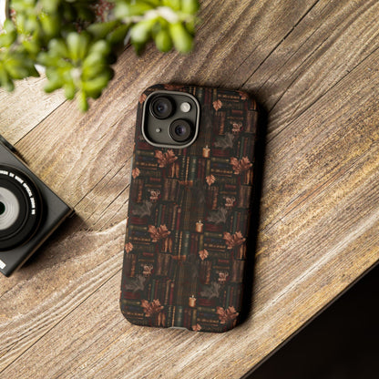 Gothic Phone Case Dark Academia Literary iPhone Samsung Cover with Books & Flowers, Phone case