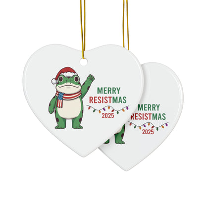 Merry Resistmas Freedom Frog Ornament 2025 – Double-Sided Political Humor Christmas Decor | Funny Activist Ornament | Freedom Frog Meme Gift