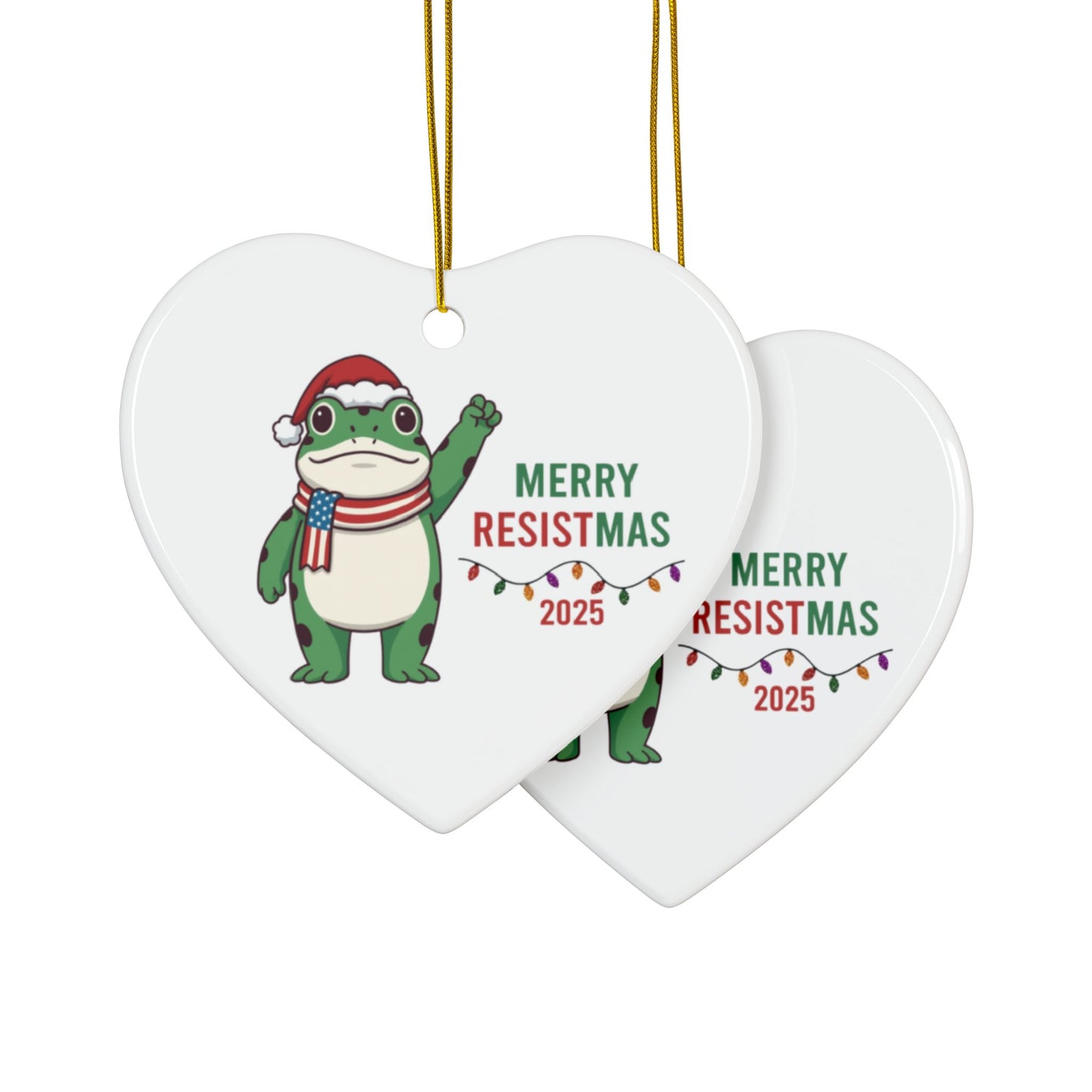 Merry Resistmas Freedom Frog Ornament 2025 – Double-Sided Political Humor Christmas Decor | Funny Activist Ornament | Freedom Frog Meme Gift