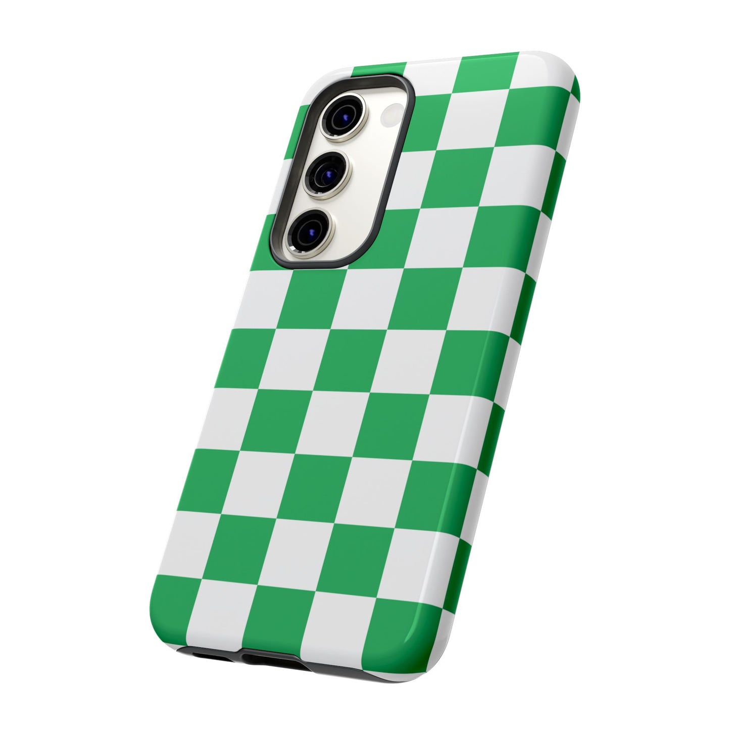 Green Checkered Phone Case, Phone Cases Samsung Galaxy S25, S25 Plus, S24, S24 Plus, S24 Ultra, S23, S22, S22 Plus, S21 Ultra, S21 FE, S20+