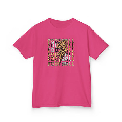 Leopard Lightning Football Kids T-Shirt, Youth Football Graphic Tee, Bold Game Day Shirt for Boys and Girls, Football world Cup  2026 shirt