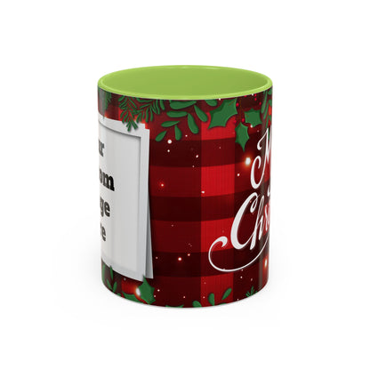Personalized  Merry Christmas Accent Coffee Mug, Holiday Gift, Xmas Decor, Festive Beverage Cup, Custom Holiday Mug