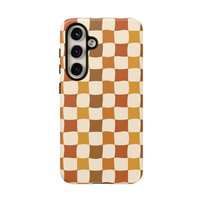 Boho Checked Phone Case, Checkerboard Design, Durable Protection, Phone Cover, Phone case For iPhone and Samsung, Trendy Phone Cover